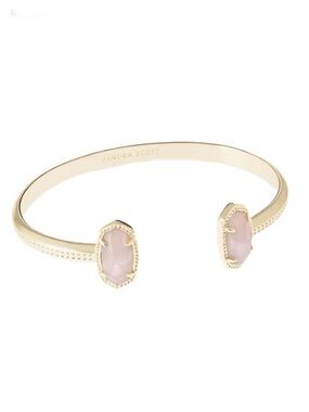 Kendra Scott Elton Gold Cuff Bracelet in Rose Quartz - NWT